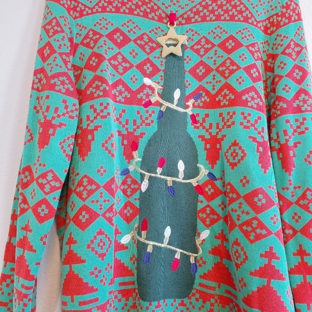 Tipsy Elves Men's Bottle Opener Crew Neck Knit Ugly Christmas Sweater Sz L